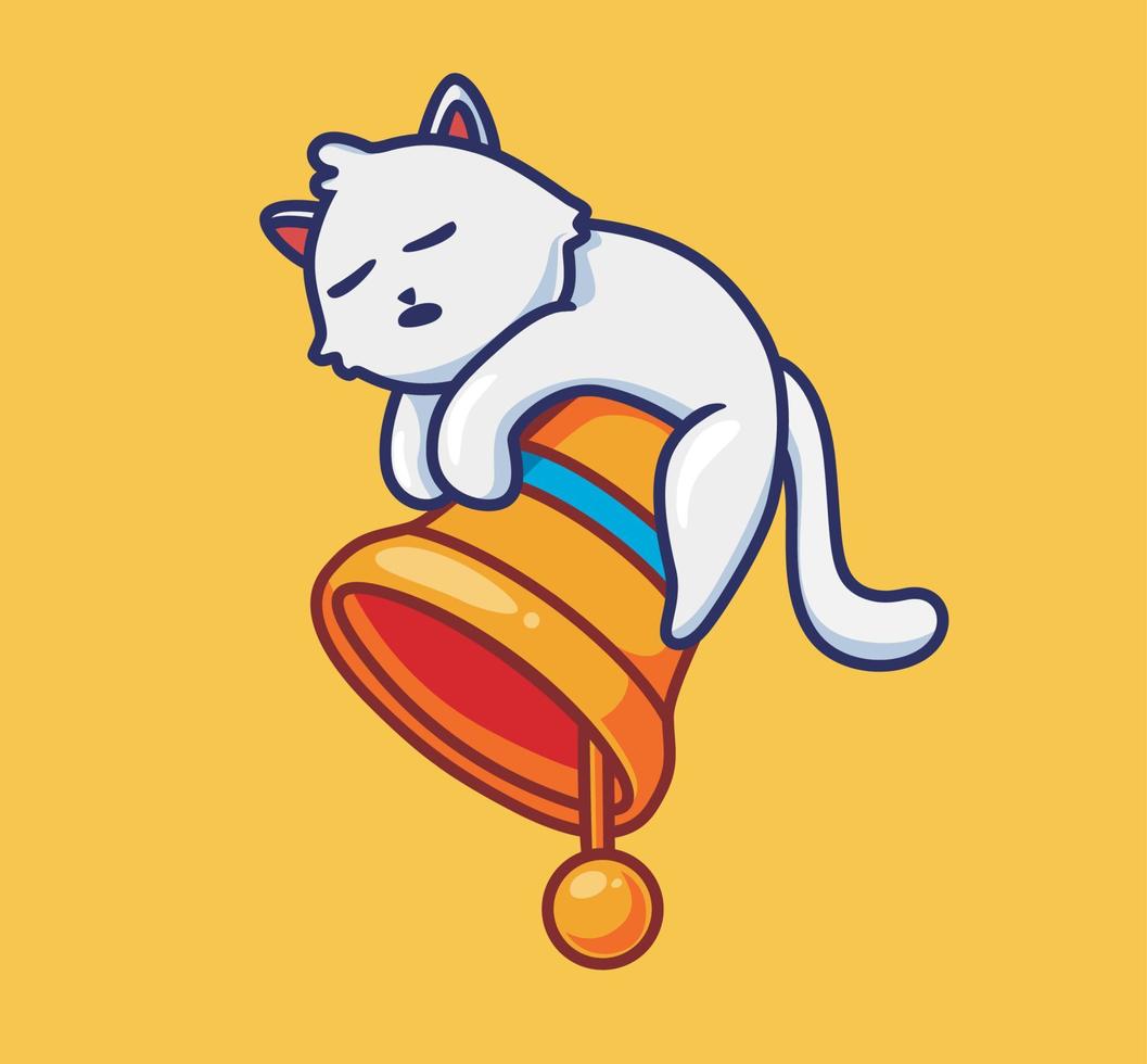 süße katze, die auf einem riesigen ring schläft. isolierte karikaturtierillustration. flacher Stil geeignet für Aufkleber-Icon-Design Premium-Logo-Vektor. Maskottchen Charakter vektor