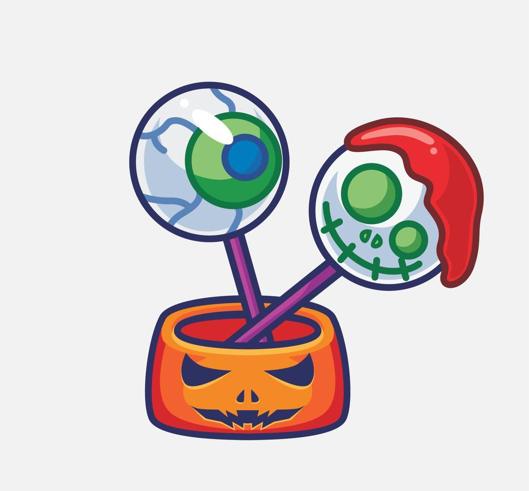 süße gruselige Süßigkeit. isolierte karikatur-halloween-illustration. flacher Stil geeignet für Aufkleber-Icon-Design Premium-Logo-Vektor. Maskottchen Charakter vektor