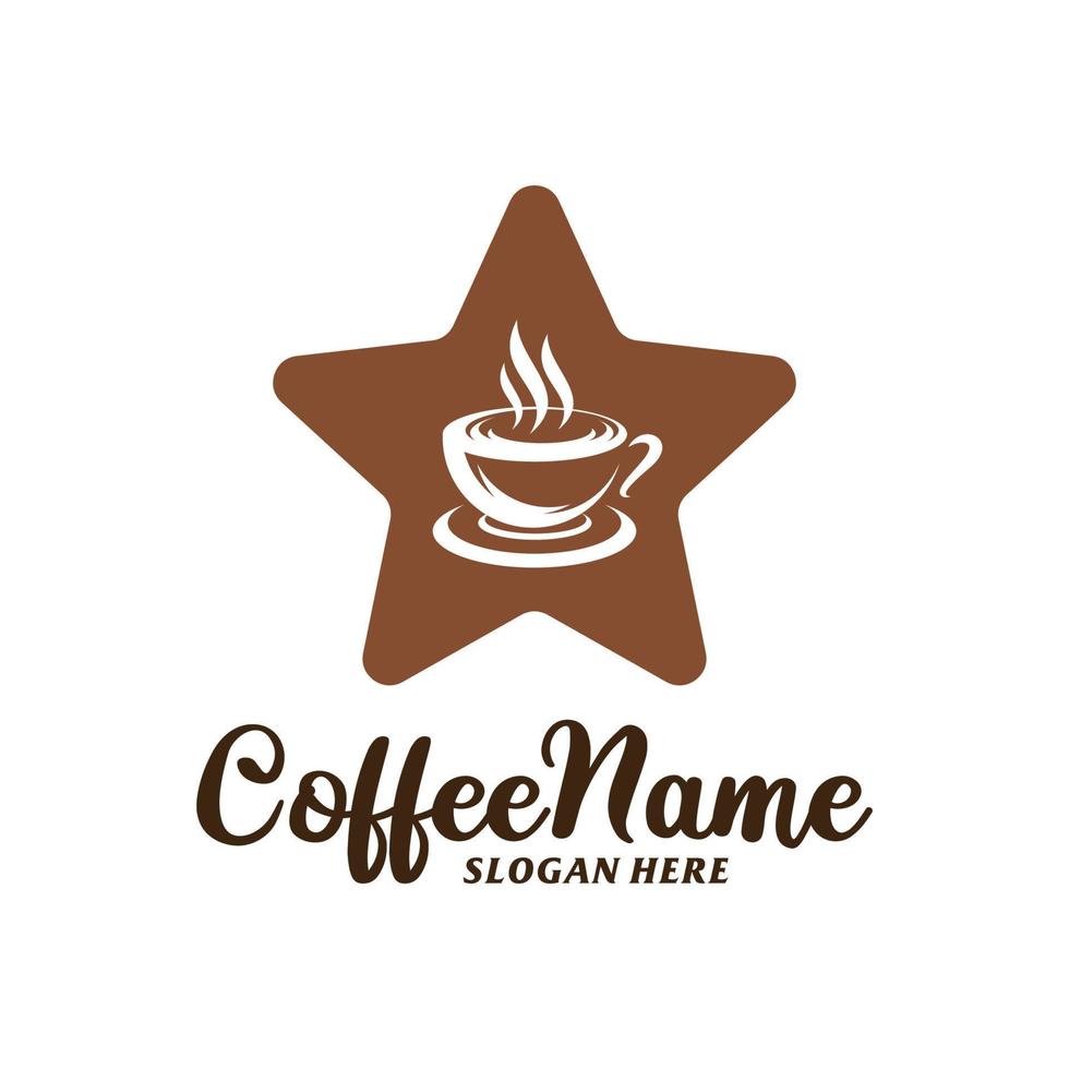 stjärna kaffe logotyp design mall. kaffe stjärna logotyp begrepp vektor. kreativ ikon symbol vektor