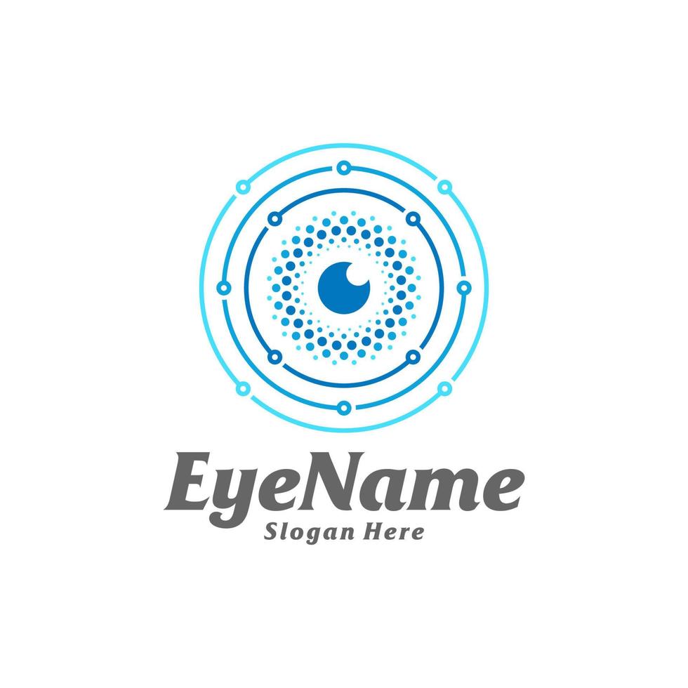 Designvorlage für das Tech-Eye-Logo. Eye-Tech-Logo-Konzeptvektor. kreatives Symbolsymbol vektor