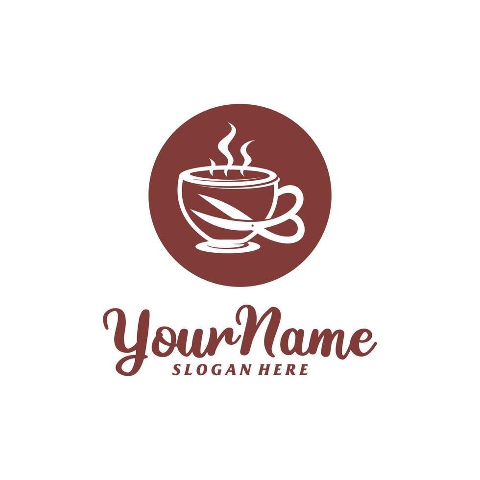 friseurkaffee-logo-design-vorlage. Friseur Kaffee Logo Konzept Vektor. kreatives Symbolsymbol vektor