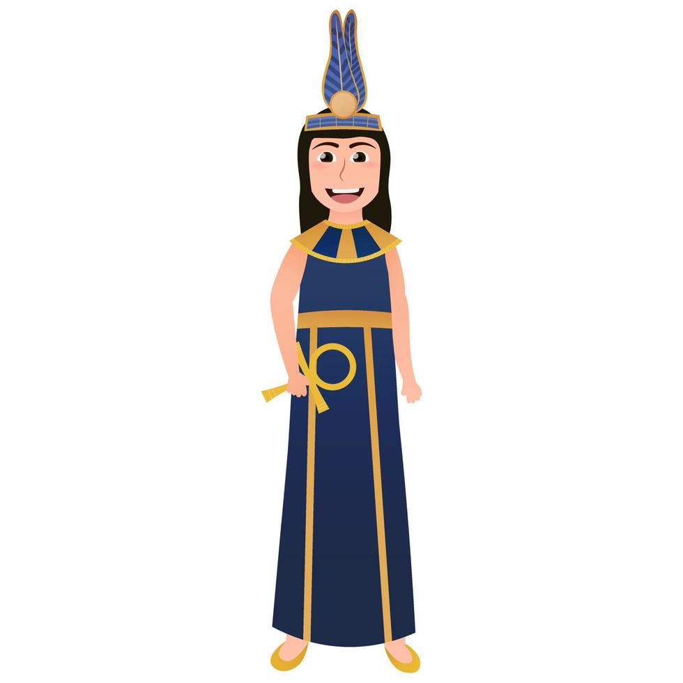 söt flicka i gammal egyptisk klädsel, mytologisk gudomlighet kostym, cleopatra kläder vektor