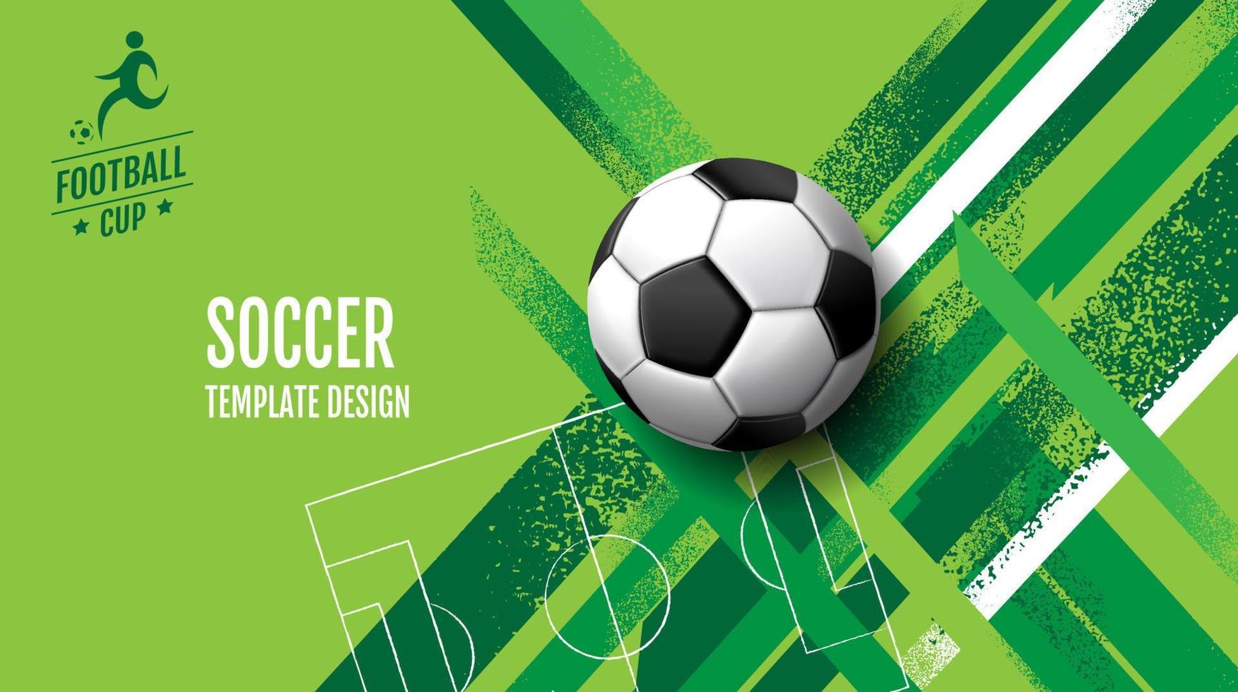 Fußball-Template-Design, Fußball-Banner, Sport-Layout-Design, grünes Thema, Vektorillustration vektor