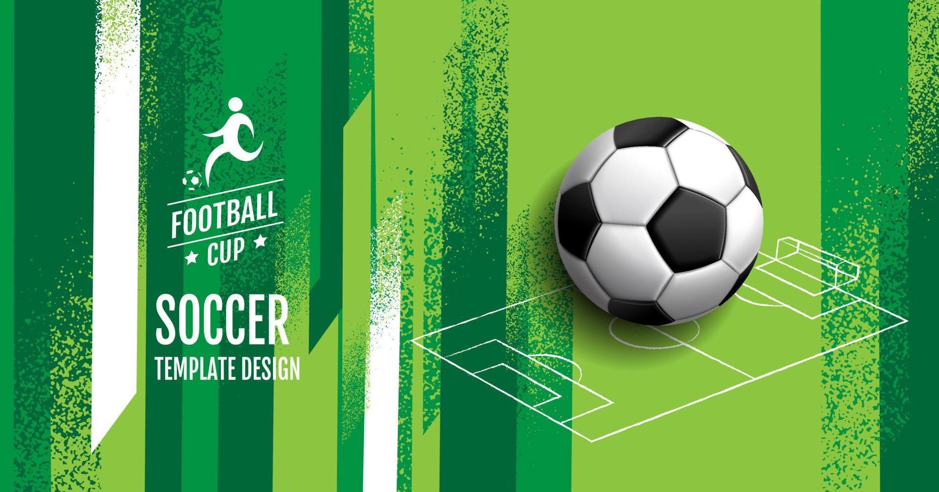 Fußball-Template-Design, Fußball-Banner, Sport-Layout-Design, grünes Thema vektor