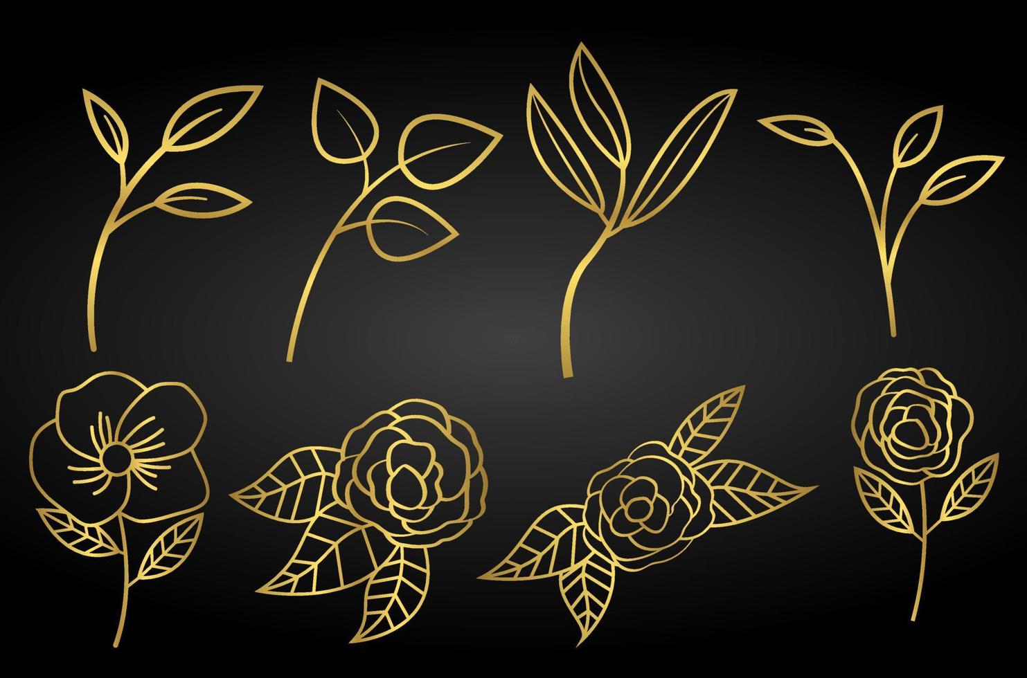 guld blommor och löv illustration vektor