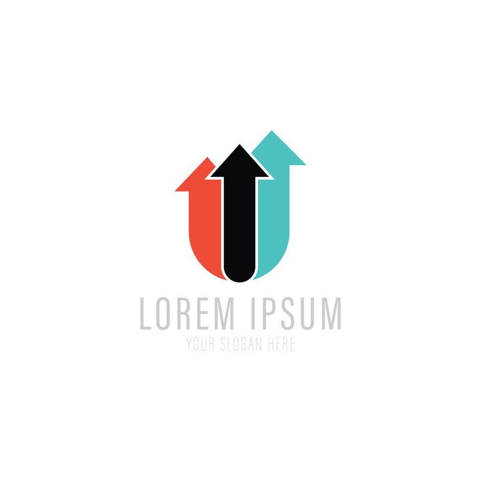 up-logo-design mit pfeil für start-up- und level-up-unternehmen. vektor