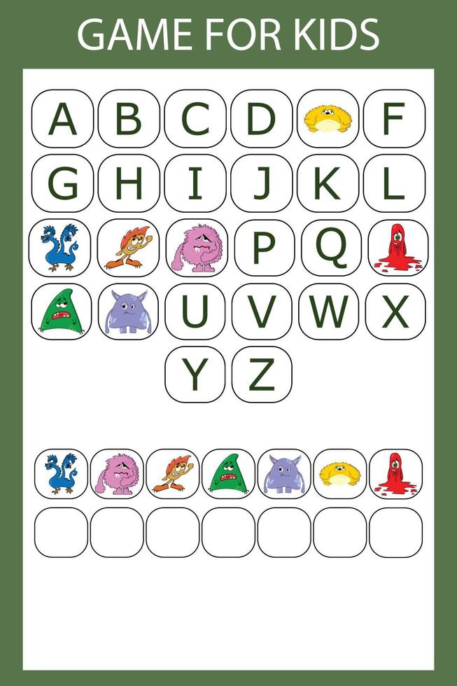 Löse das Rätsel und sammle das Wort. arbeitsblatt für vorschulkinder, kinderaktivitätsblatt, druckbares arbeitsblatt vektor