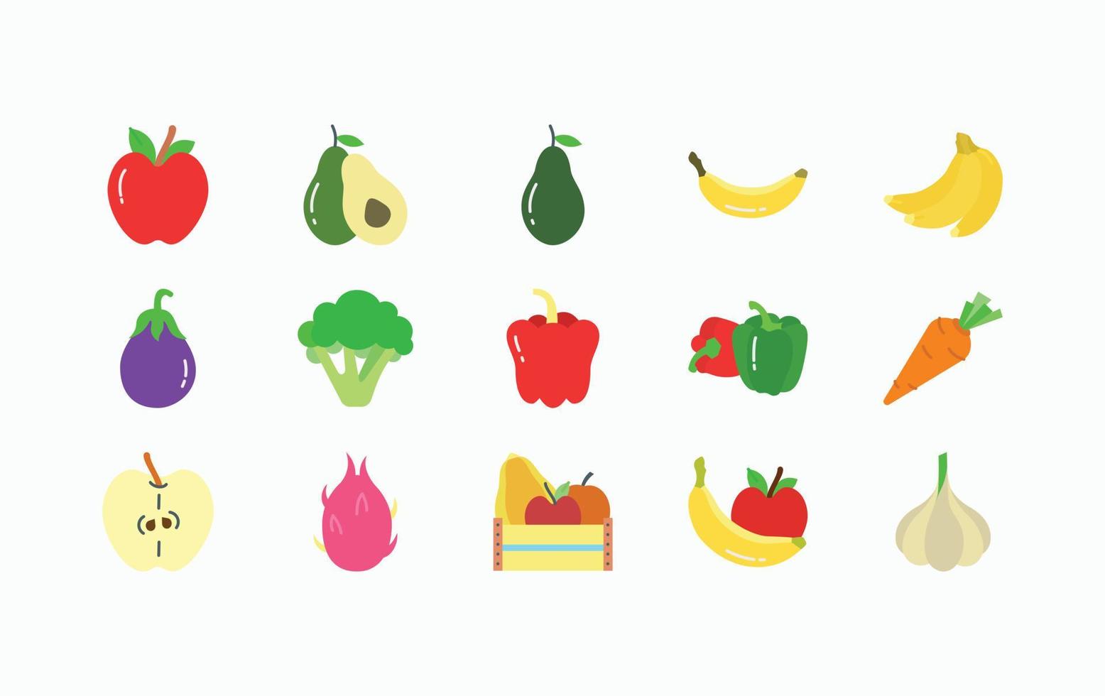 Obst und Gemüse-Icon-Set vektor