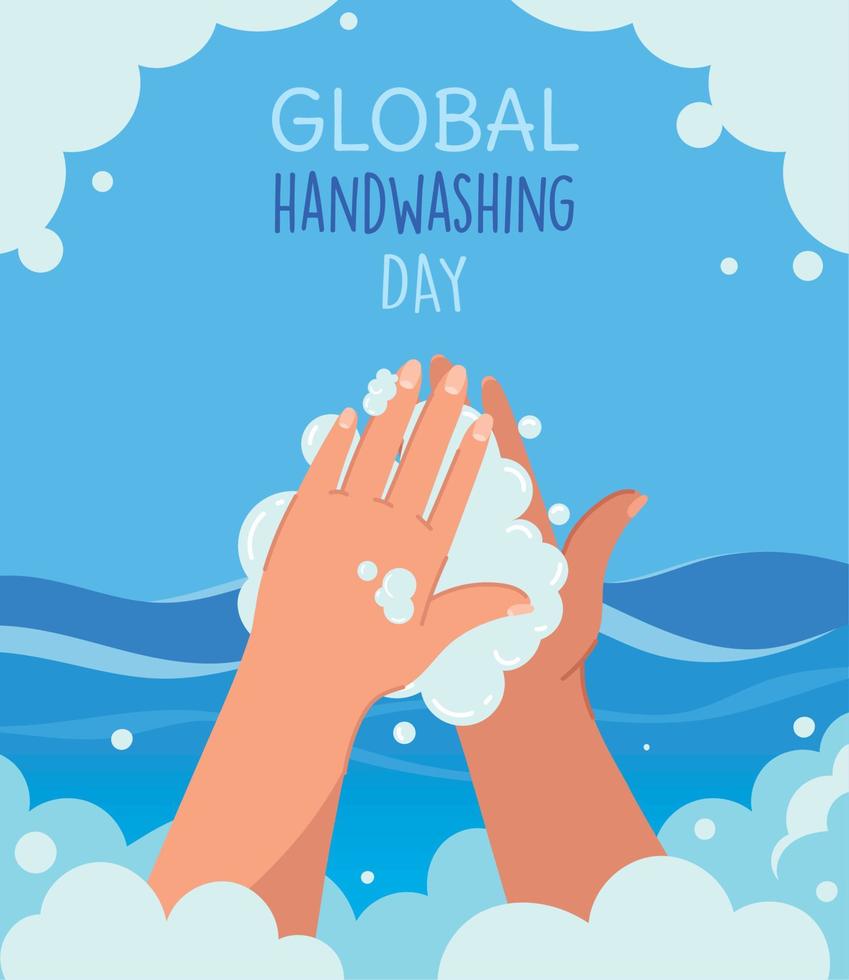 Globale Karte zum Tag des Händewaschens vektor