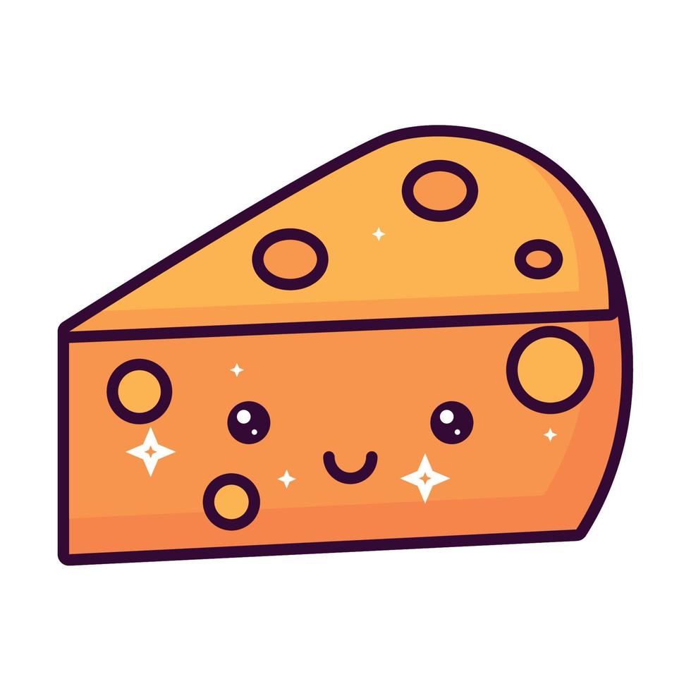 kawaii lebensmittelscheibe käse vektor