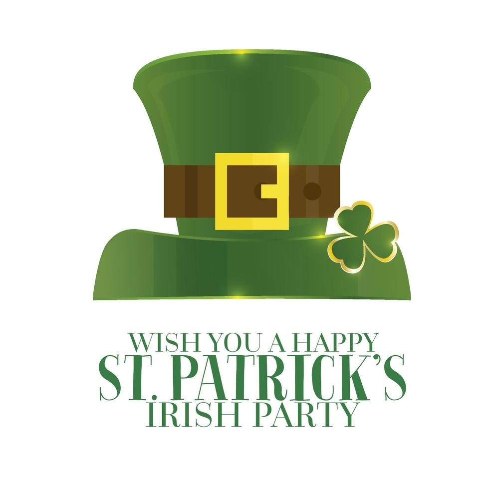 typografischer St. Patrick's Day Retro-Hintergrund mit grünem Hut. vektor