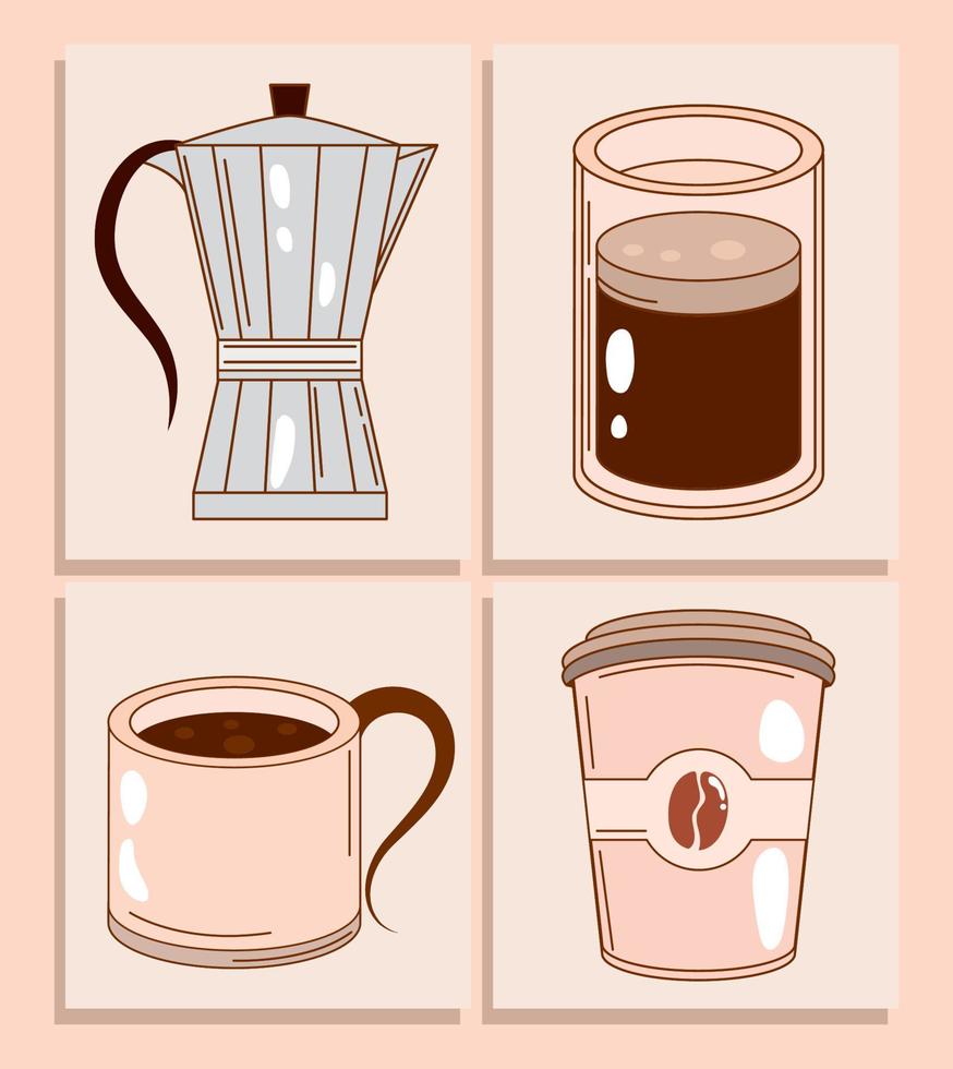 ikoner kaffe dryck vektor