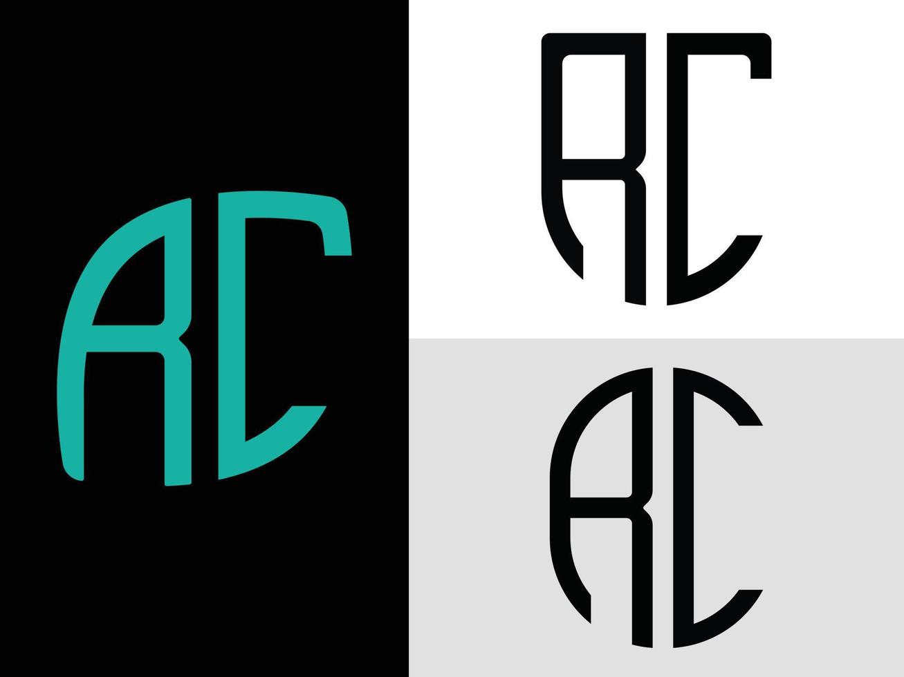 kreativ första brev rc logotyp mönster bunt. vektor