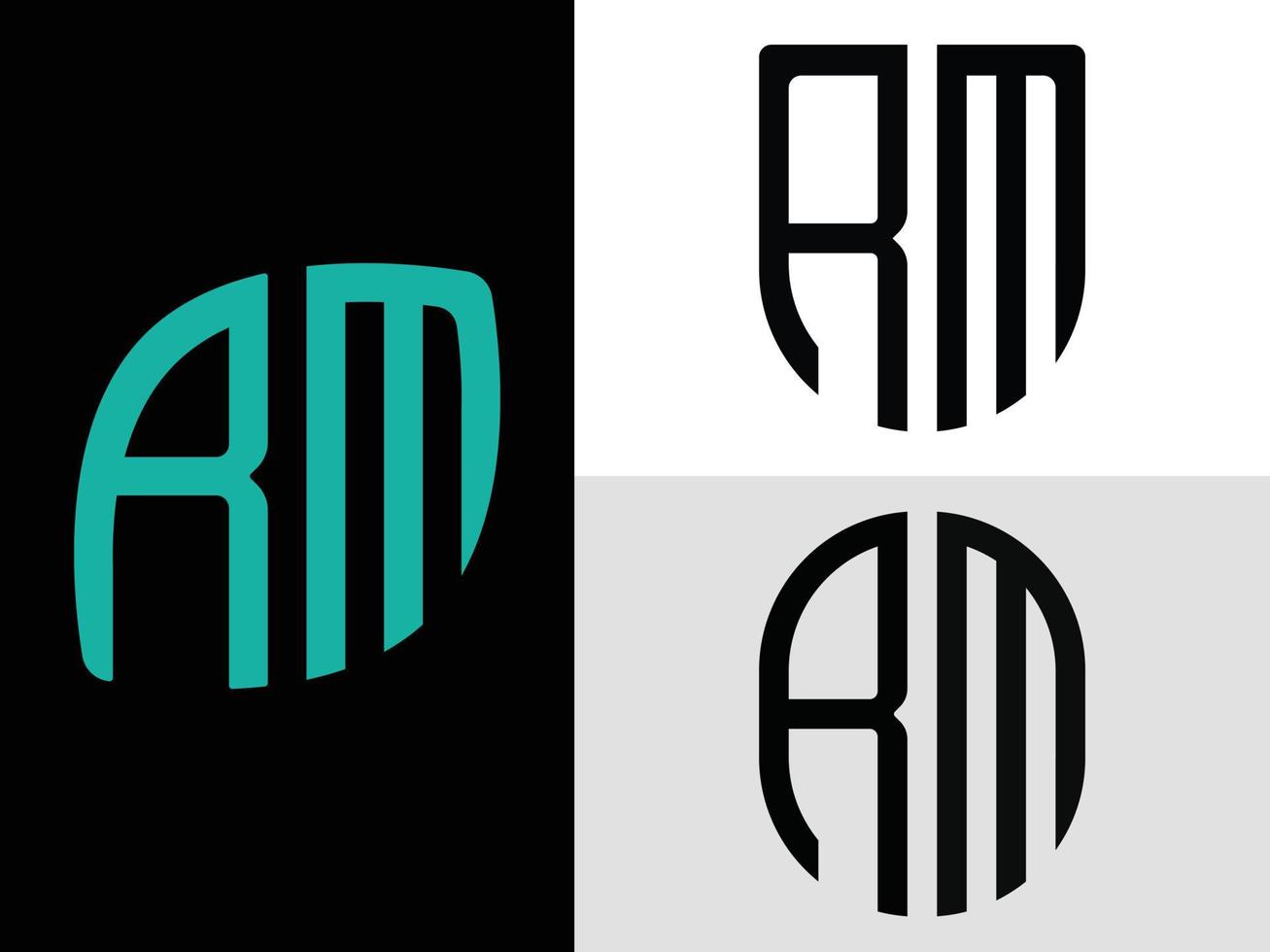 kreativ första brev rm logotyp mönster bunt. vektor