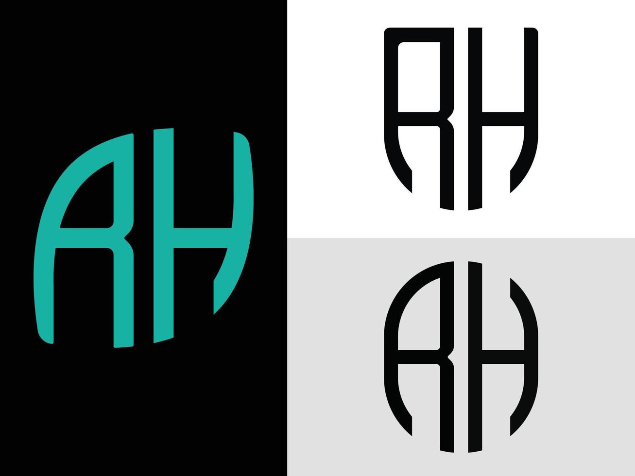 kreative anfangsbuchstaben rh logo designs paket. vektor