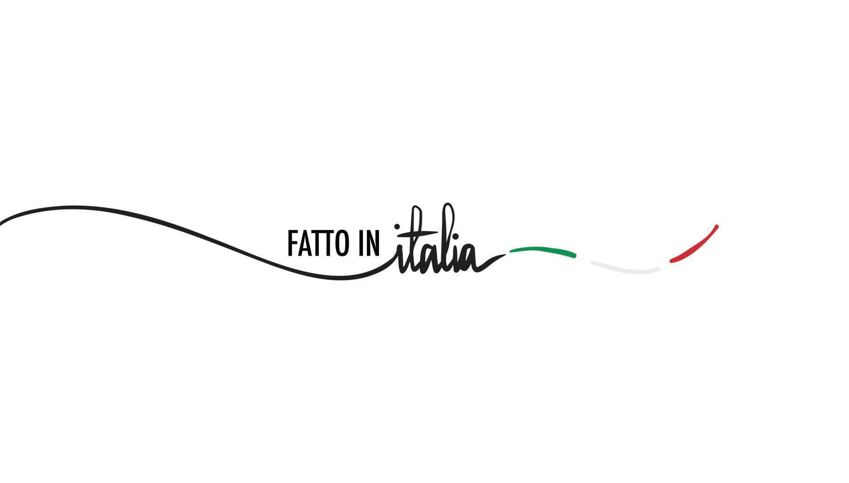 minimalistische typografie-vektorillustration von made in italy in italienischer sprache. vektor