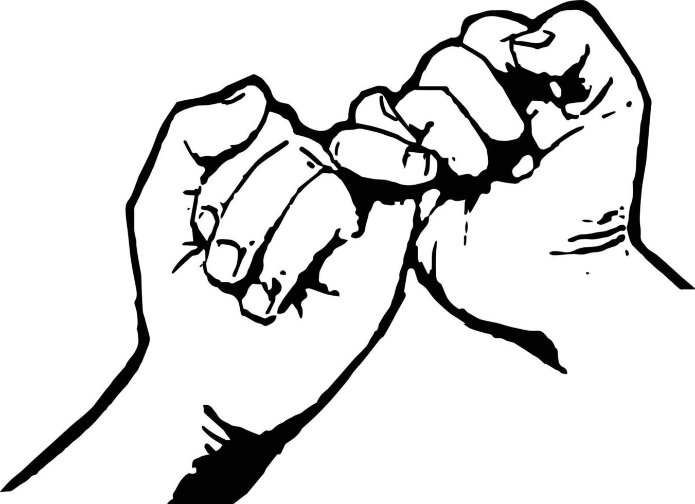 illustration von menschen für den tag der freundschaft. Finger gesperrtes Pinky-Versprechen, Versprechensgeste, Schablonenkunststil vektor