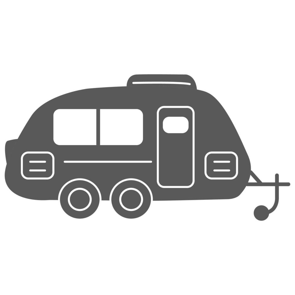 schwarze Silhouette Anhänger rv.home camper.symbol für eine mobile Anwendung oder website.isolated auf weißem Hintergrund. flache vektorillustration. vektor