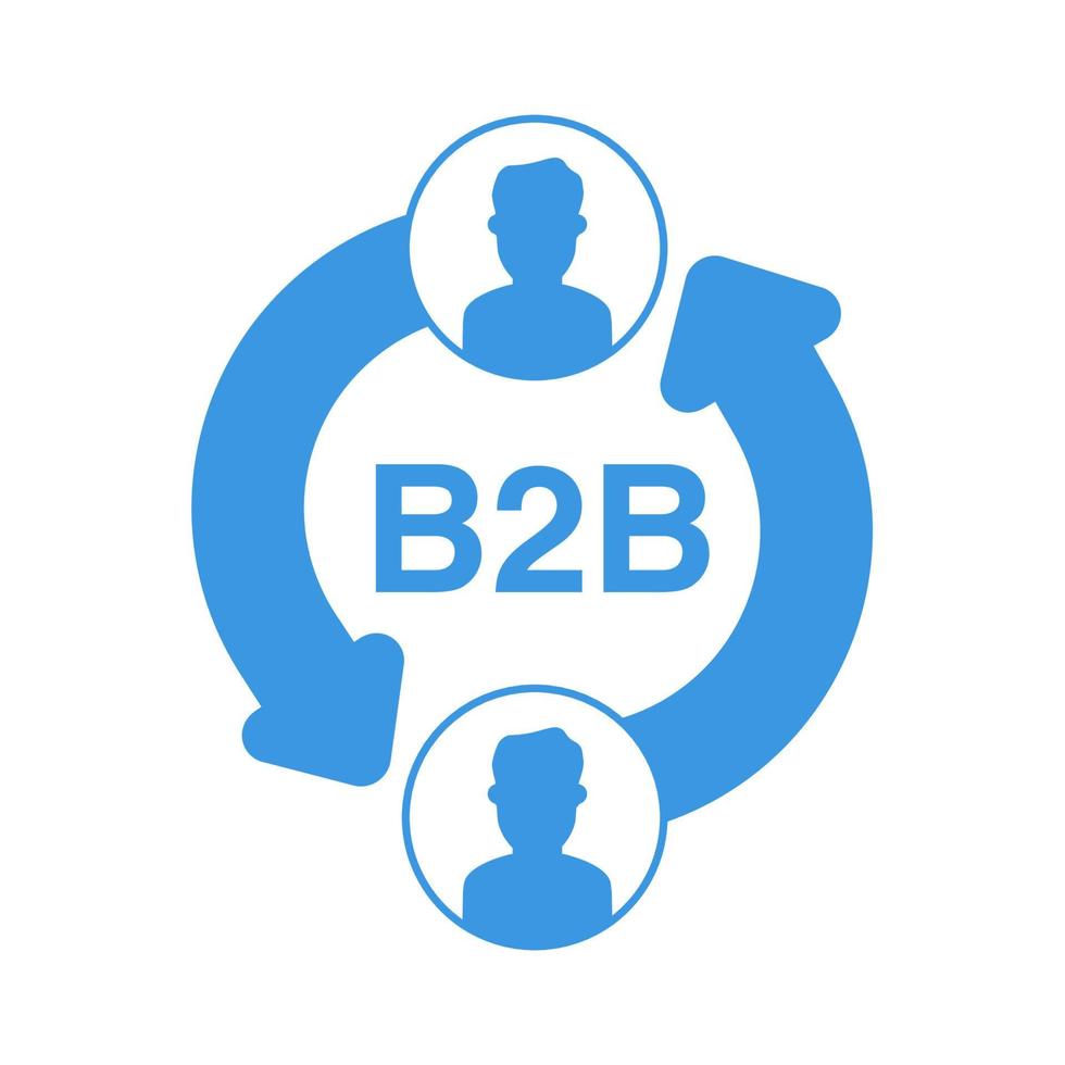 b2b-Symbol isoliert auf weißem Hintergrund. Business-to-Business. Kommunikationsmarketing-Symbol. flache vektorillustration. vektor