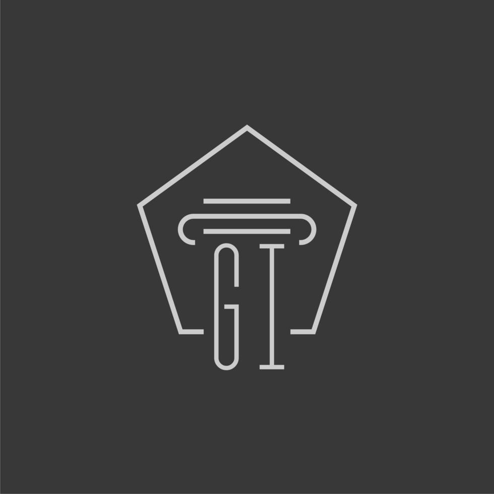 Anfangsmonogramm-Gi mit Monoline-Säulen-Logo-Design vektor
