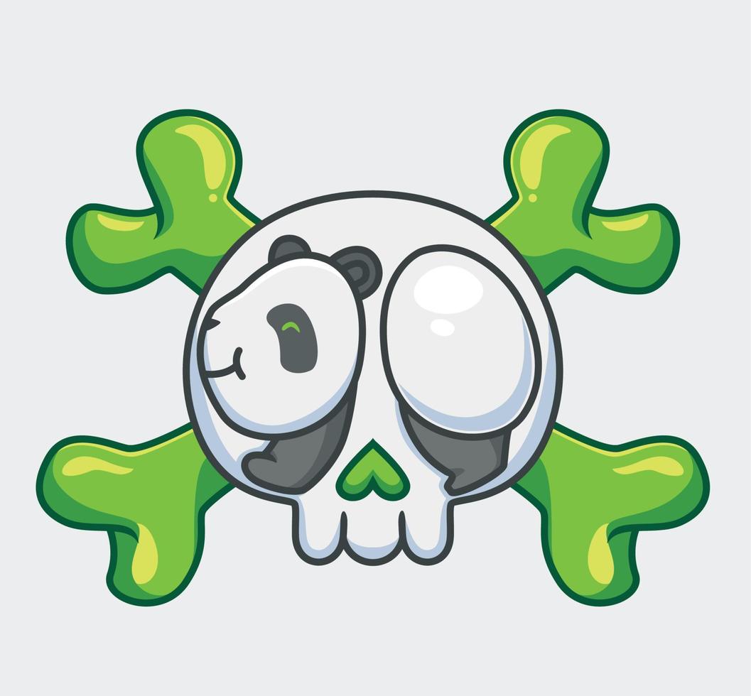 süßes Panda- und Totenkopf-Logo. isolierte illustration des karikaturtierhalloween-ereigniskonzepts. flacher Stil geeignet für Aufkleber-Icon-Design Premium-Logo-Vektor. Maskottchen Charakter vektor