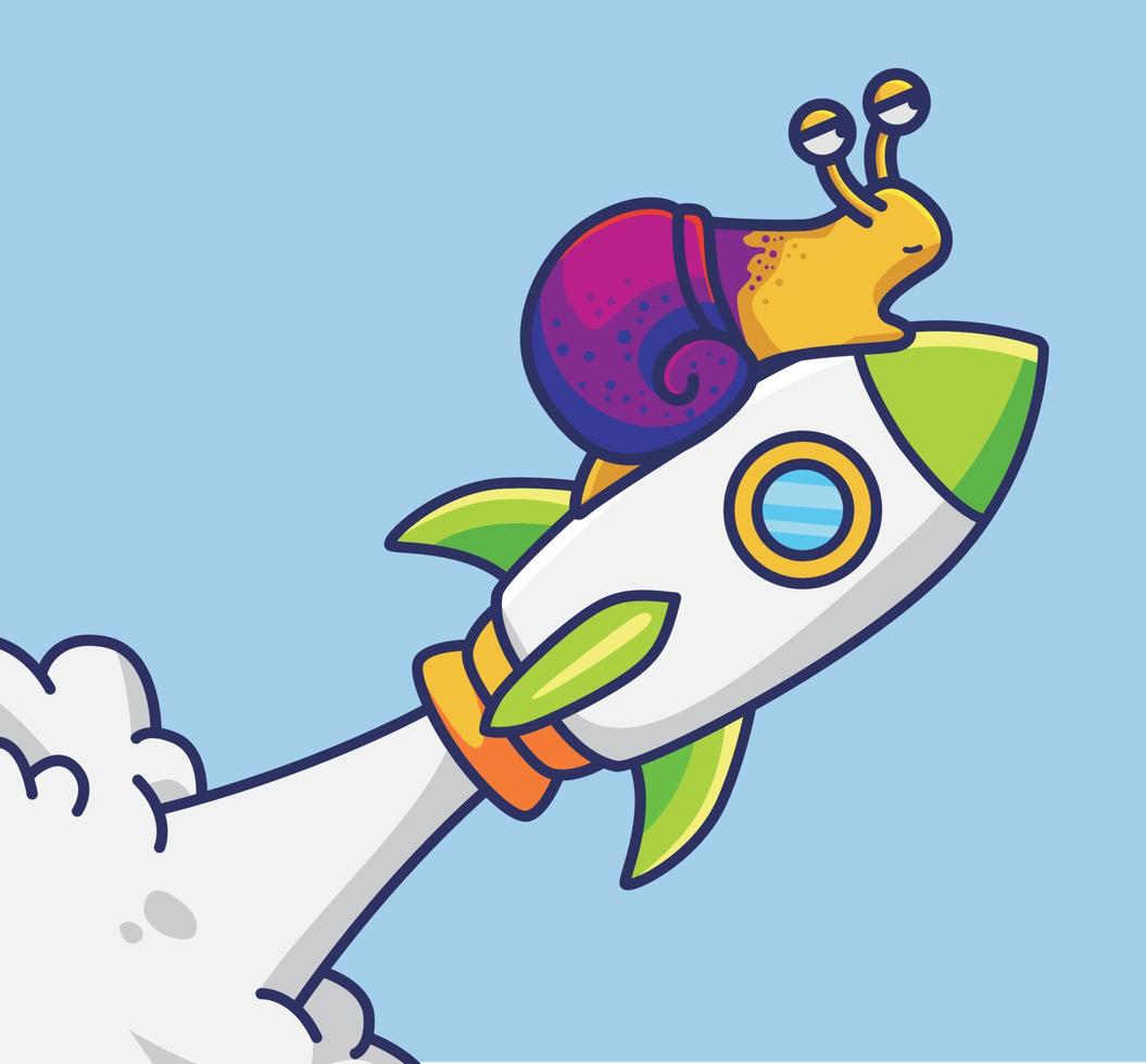 süße astronautenschnecke rakete startet. Tier flache Cartoon-Stil Illustration Symbol Premium-Vektor-Logo-Maskottchen geeignet für Web-Design-Banner-Charakter vektor