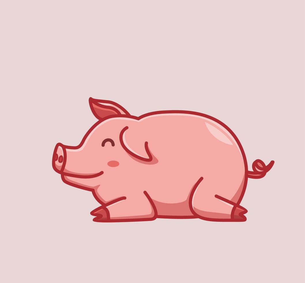 süßes schwein, das faul schläft. isolierte illustration des karikaturtiernaturkonzepts. flacher Stil geeignet für Aufkleber-Icon-Design Premium-Logo-Vektor. Maskottchen Charakter vektor