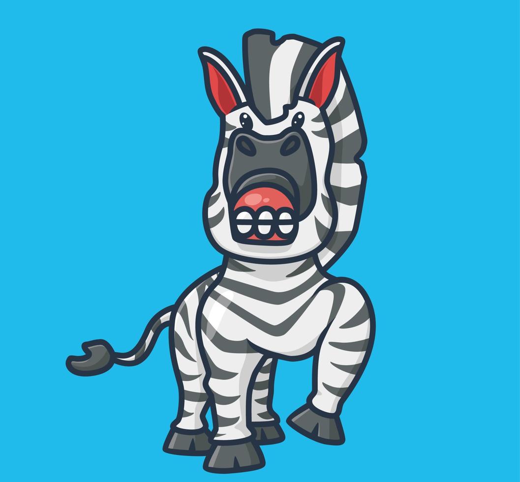 süßes zebra neckt schlecht. isolierte illustration des karikaturtiernaturkonzepts. flacher Stil geeignet für Aufkleber-Icon-Design Premium-Logo-Vektor. Maskottchen Charakter vektor