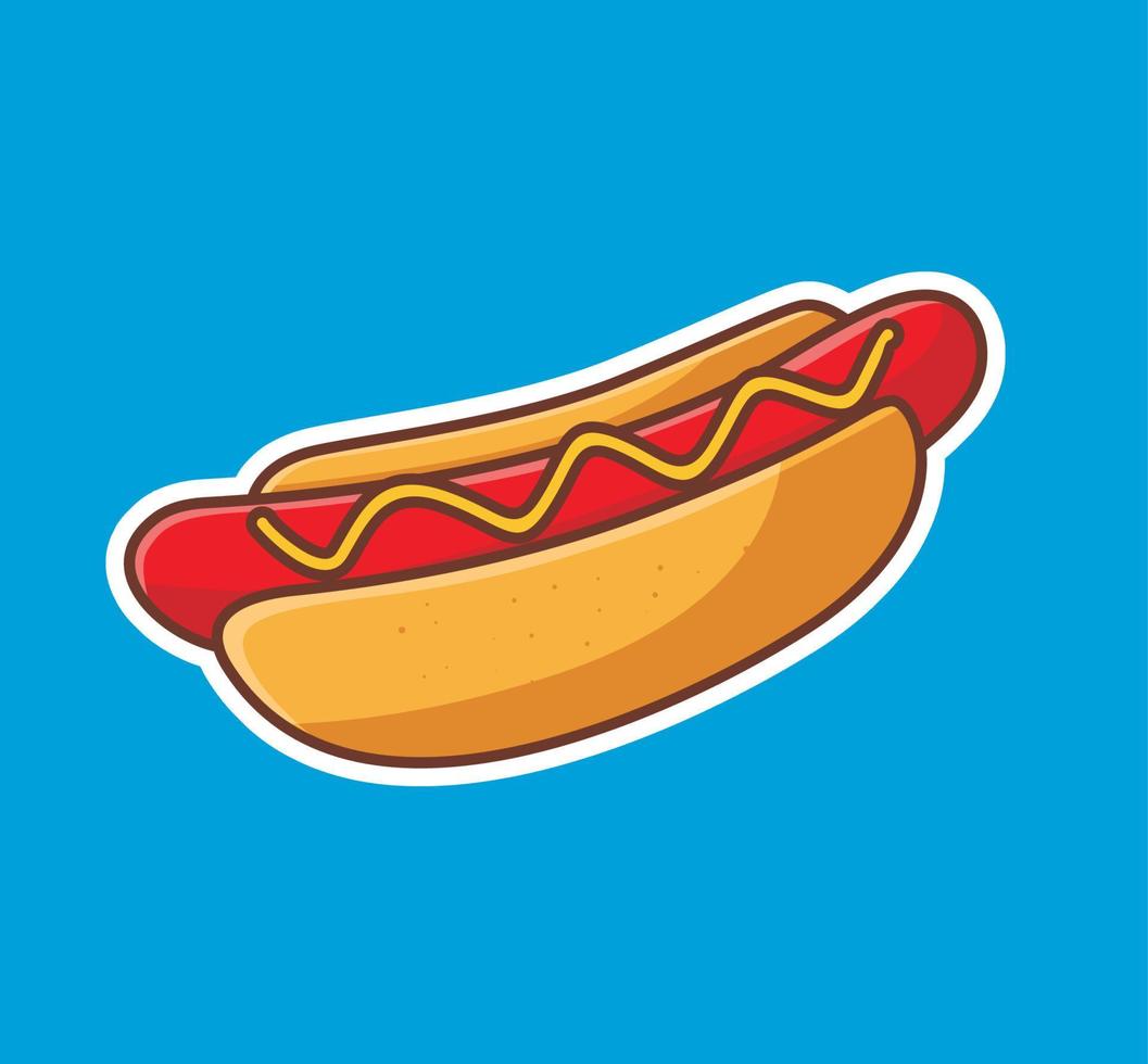 süßer Hotdog, leckere Mayonnaise. isolierte illustration des karikaturtierfutterkonzepts. flacher Stil geeignet für Aufkleber-Icon-Design Premium-Logo-Vektor. Maskottchen Charakter vektor