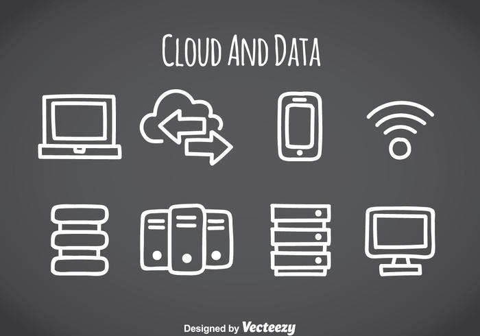 Cloud- und Datenelement-Icons vektor