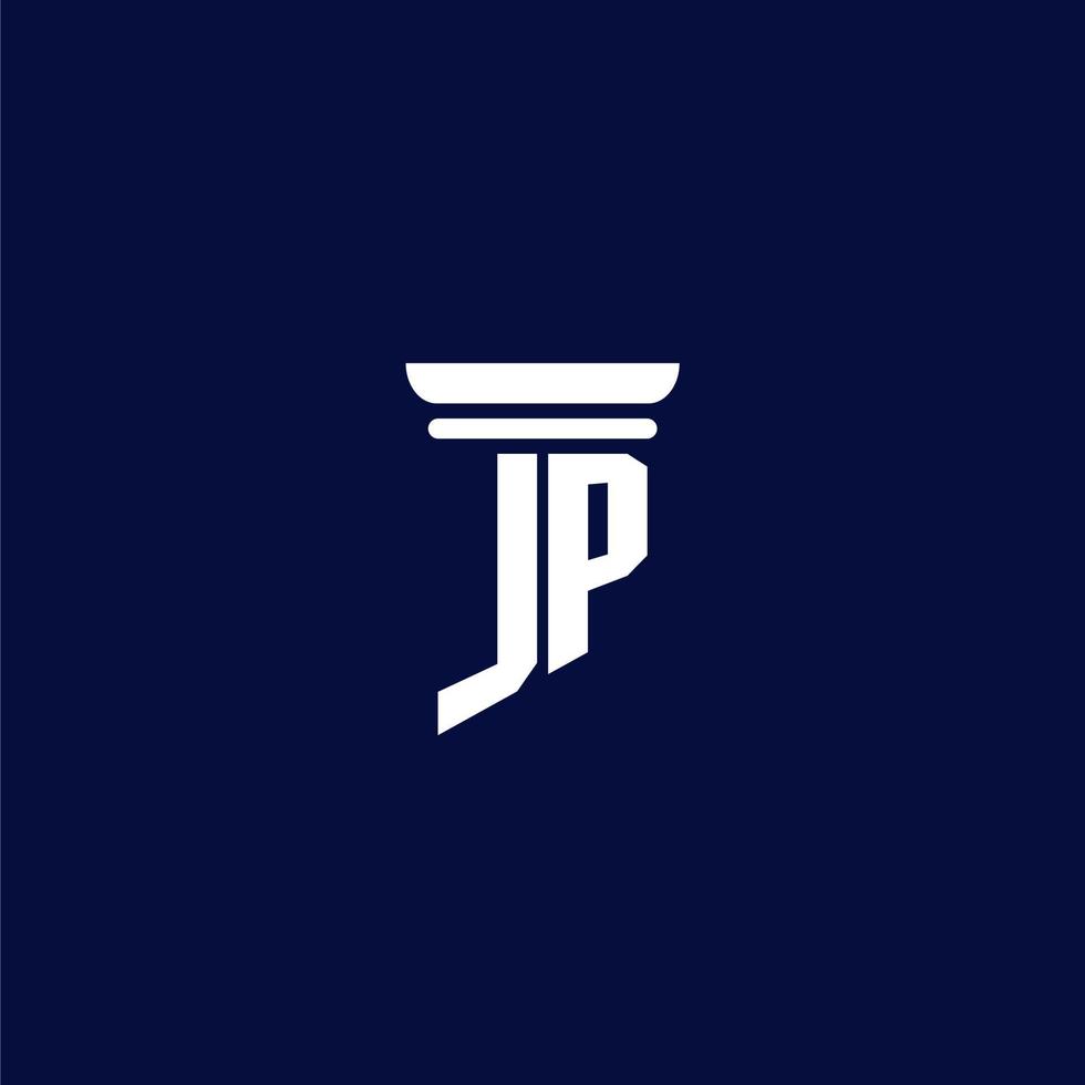 jp första monogram logotyp design för lag fast vektor