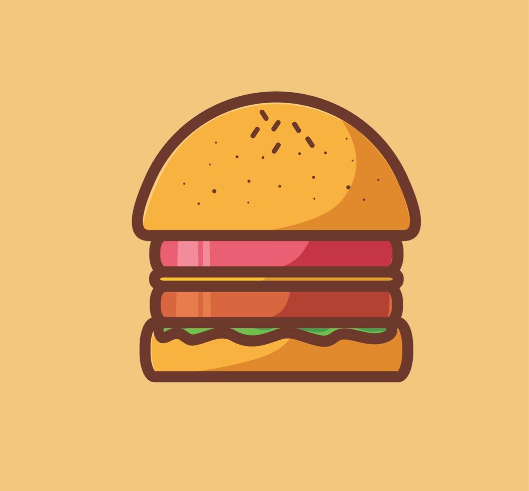 süßer burger klein. karikaturlebensmittelkonzept lokalisierte illustration. Flacher Cartoon-Stil geeignet für Aufkleber-Icon-Design Premium-Logo-Vektor vektor