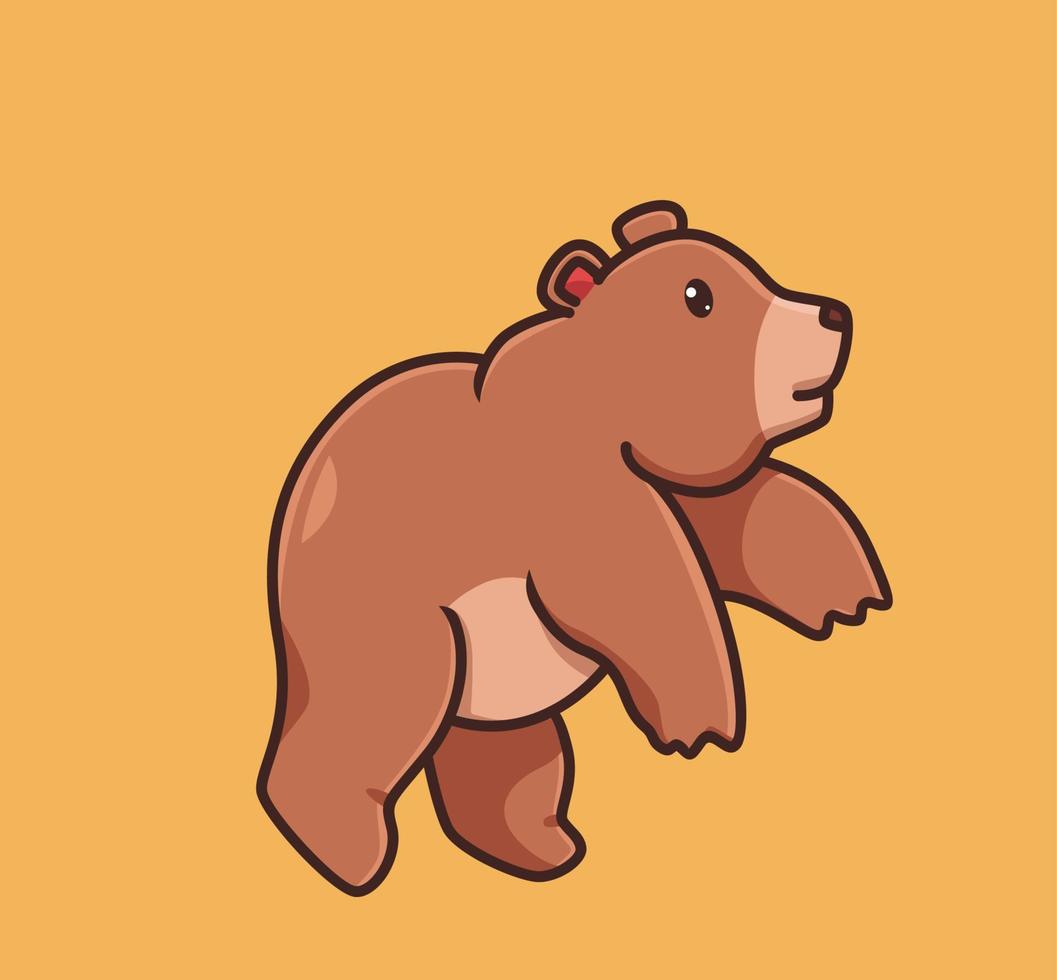 söt grizzly Björn brun Hoppar. tecknad serie djur- natur begrepp isolerat illustration. platt stil lämplig för klistermärke ikon design premie logotyp vektor. maskot karaktär vektor