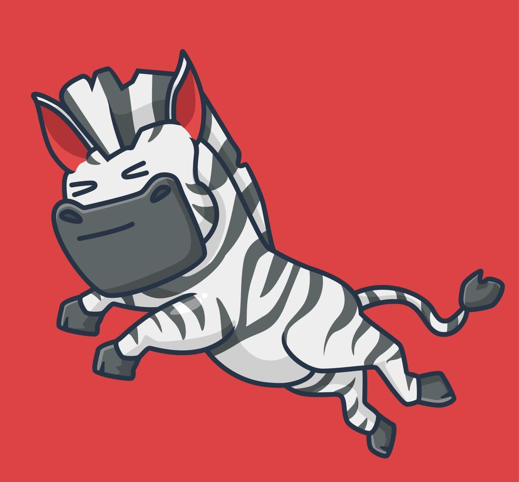 söt zebra Hoppar. tecknad serie djur- natur begrepp isolerat illustration. platt stil lämplig för klistermärke ikon design premie logotyp vektor. maskot karaktär vektor