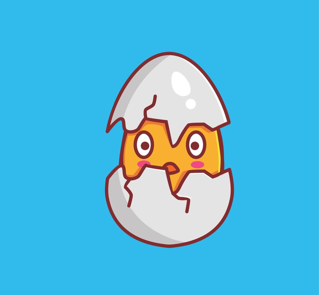 söt skuggning ägg kycklingar ny född. djur- tecknad serie isolerat platt stil klistermärke webb design ikon illustration premie vektor logotyp maskot karaktär