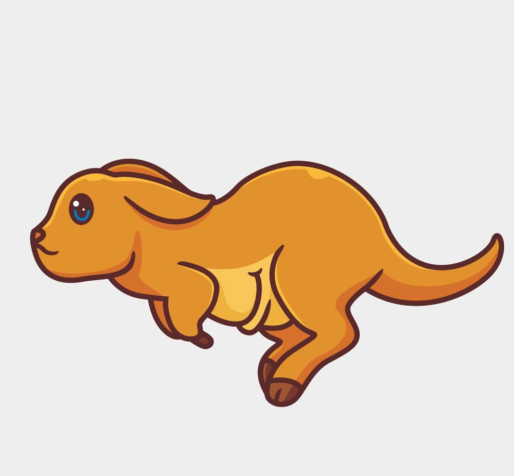 söt tecknad serie känguru löpning. isolerat tecknad serie djur- illustration vektor