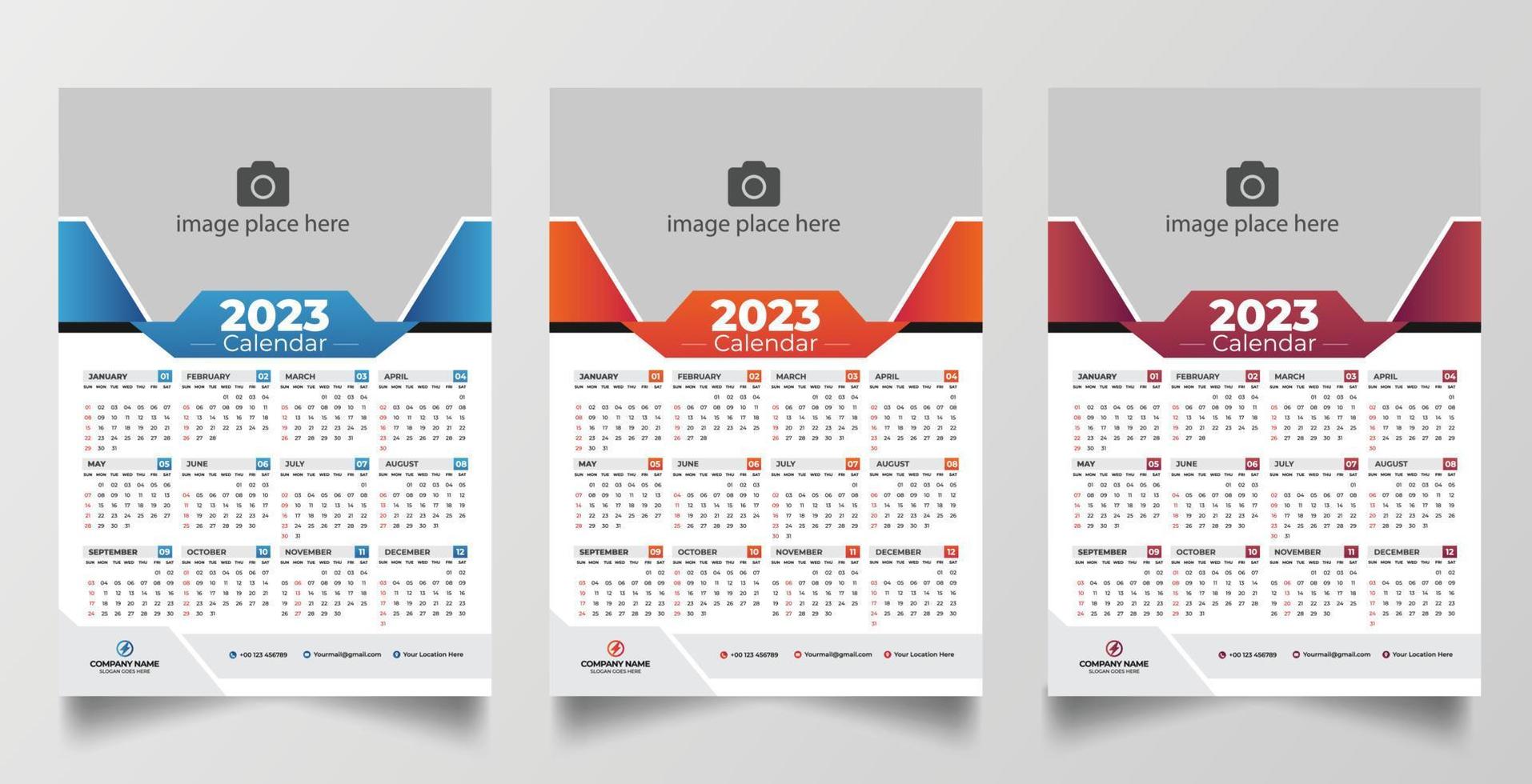 2023 einseitige Wandkalender-Designvorlage vektor