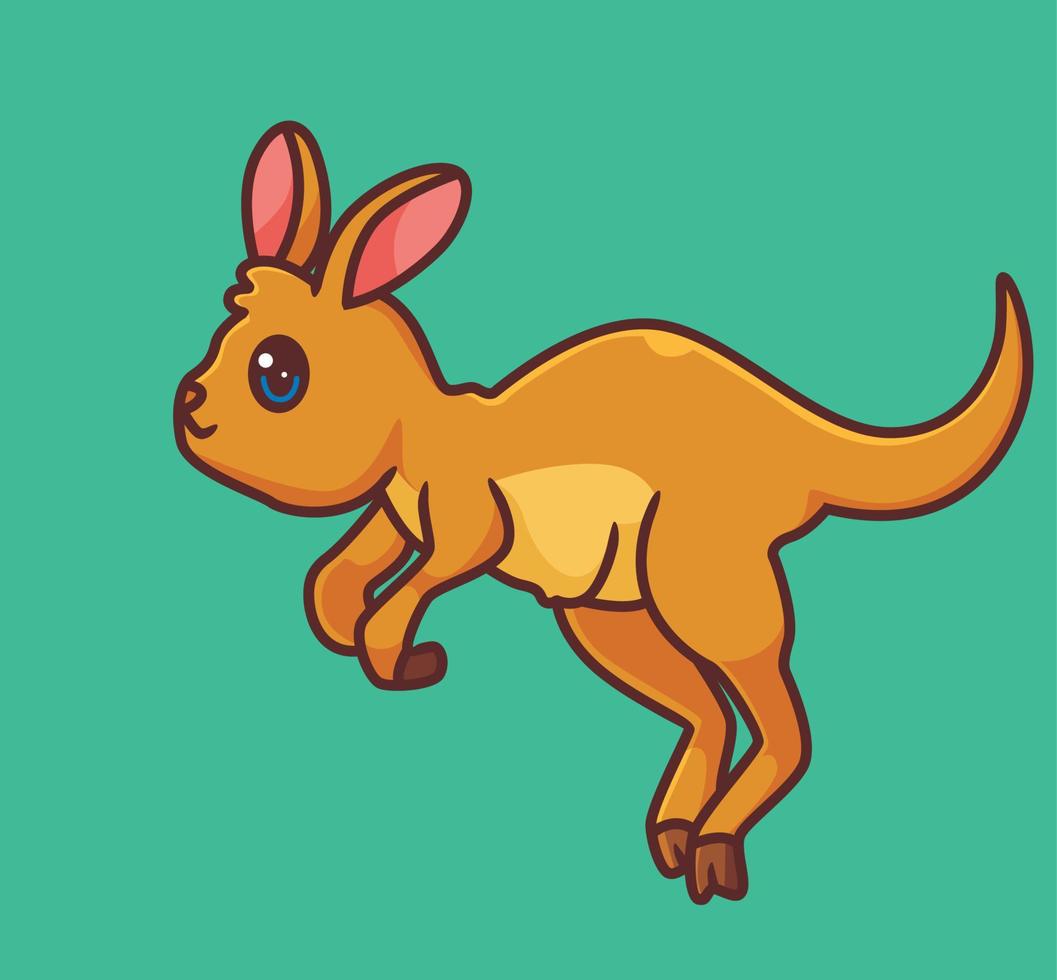 niedliches Cartoon-Känguru-Springen. isolierter karikaturtierillustrationsvektor vektor