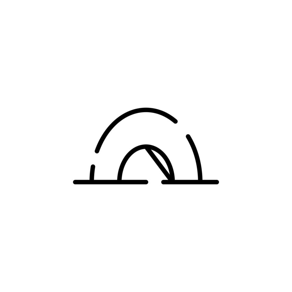 Camp, Zelt, Camping, Reise gepunktete Linie Symbol Vektor Illustration Logo Vorlage. für viele Zwecke geeignet.