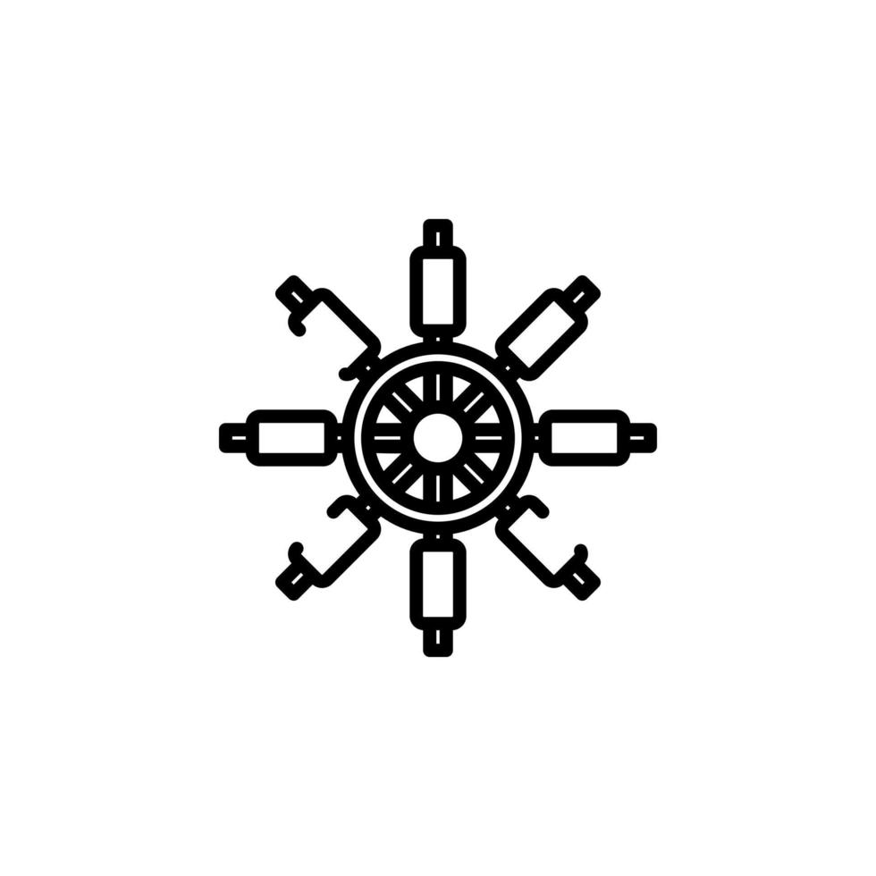 Ruder, Nautik, Schiff, Boot gepunktete Linie Symbol Vektor Illustration Logo Vorlage. für viele Zwecke geeignet.