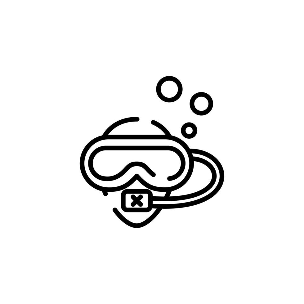 dykning mask, snorkel, badkläder, snorkling, dykning prickad linje ikon vektor illustration logotyp mall. lämplig för många syften.