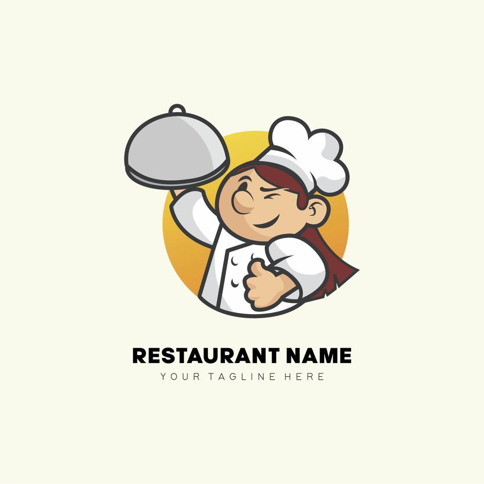 frauen koch bäcker illustration logo maskot für lebensmittelrestaurant vektor