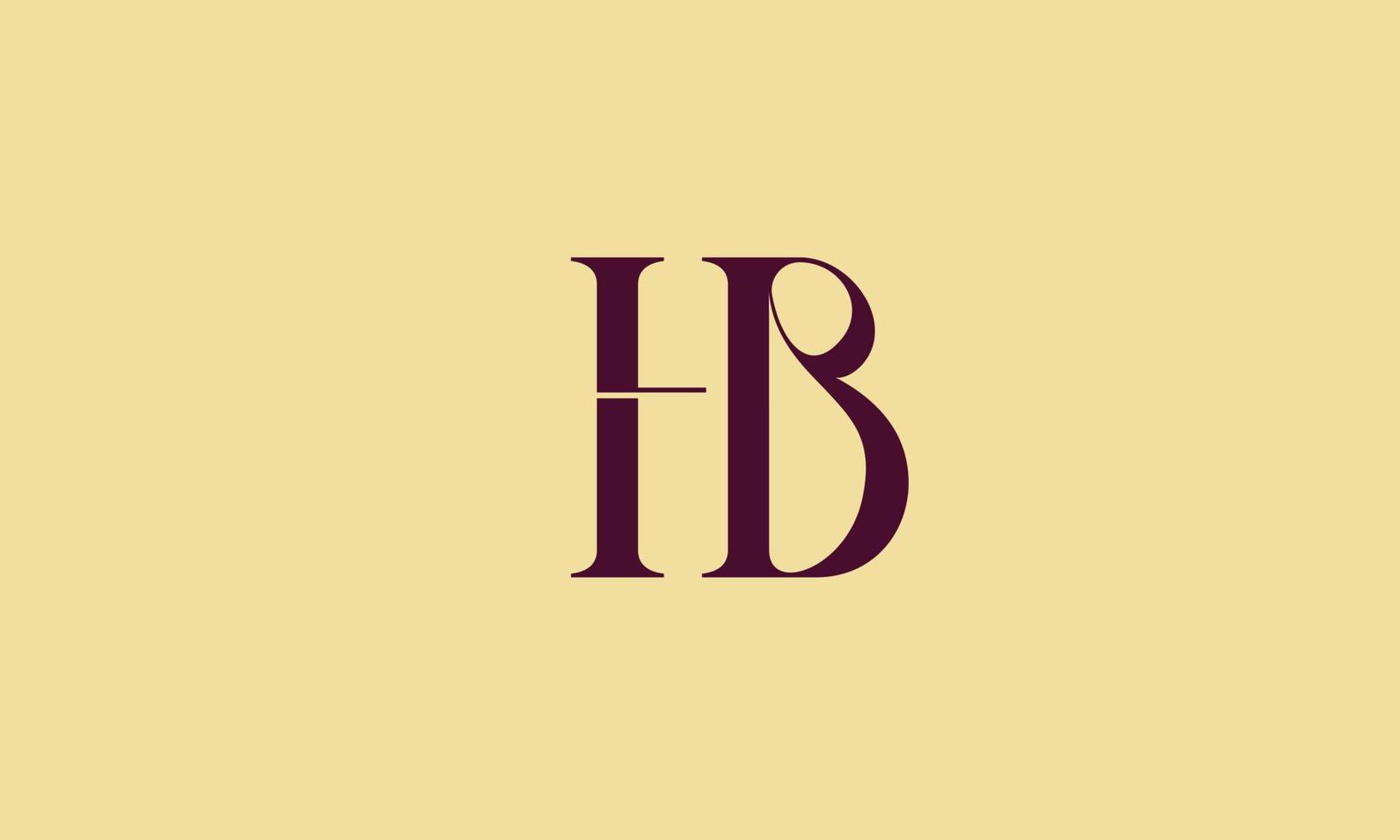 alfabetet bokstäver initialer monogram logotyp hb, bh, h och b vektor