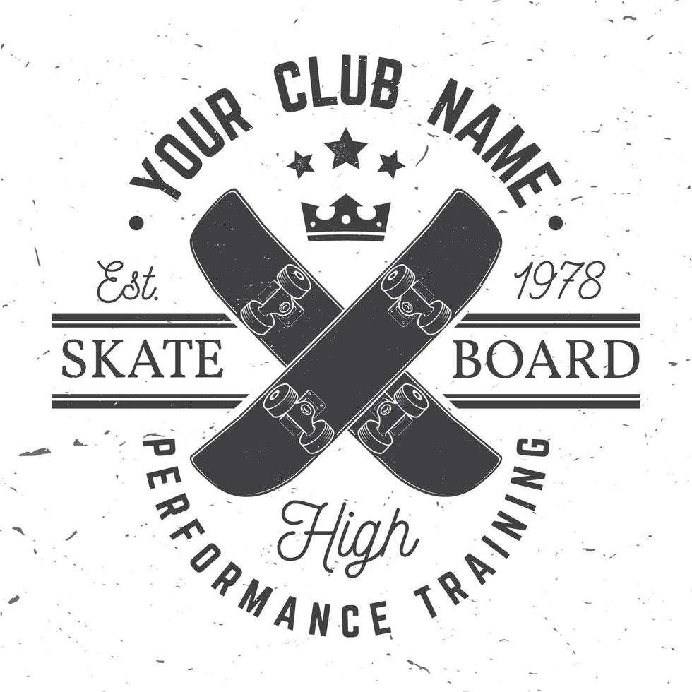 Skateboard-Club-Abzeichen. Vektor-Illustration. vektor