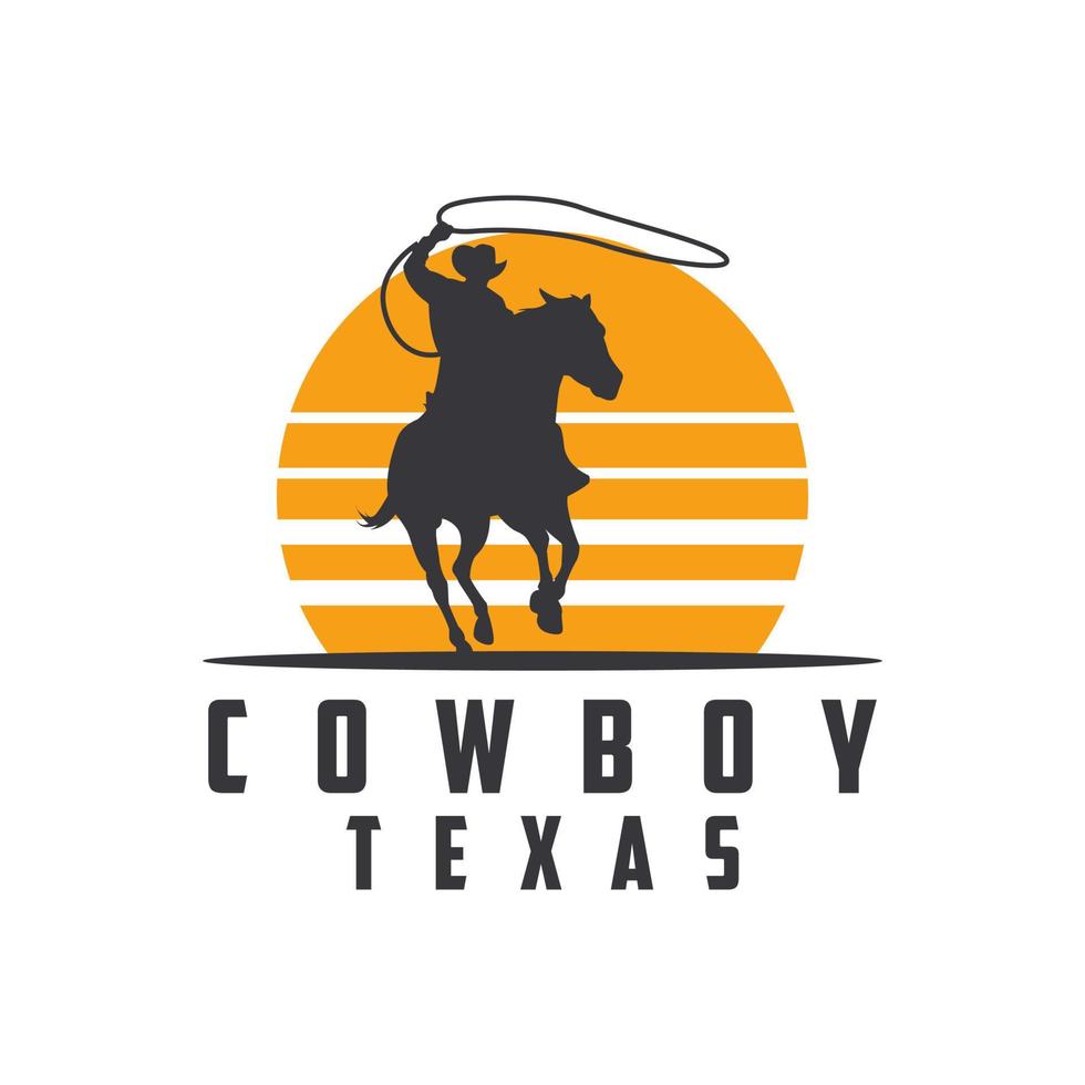 cowboy texas vintgae logotyp design vektor