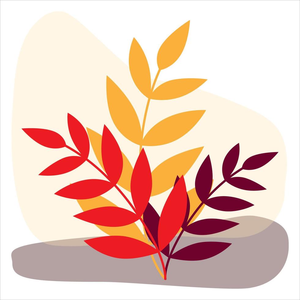 Clipart-Herbstelemente, isolierte Blätterelemente in warmen Farben. rote und orangefarbene Farben. handgezeichnetes vektordesign, isolierte elemente für dekorationen, scrapbooking, textilien oder tapeten. vektor
