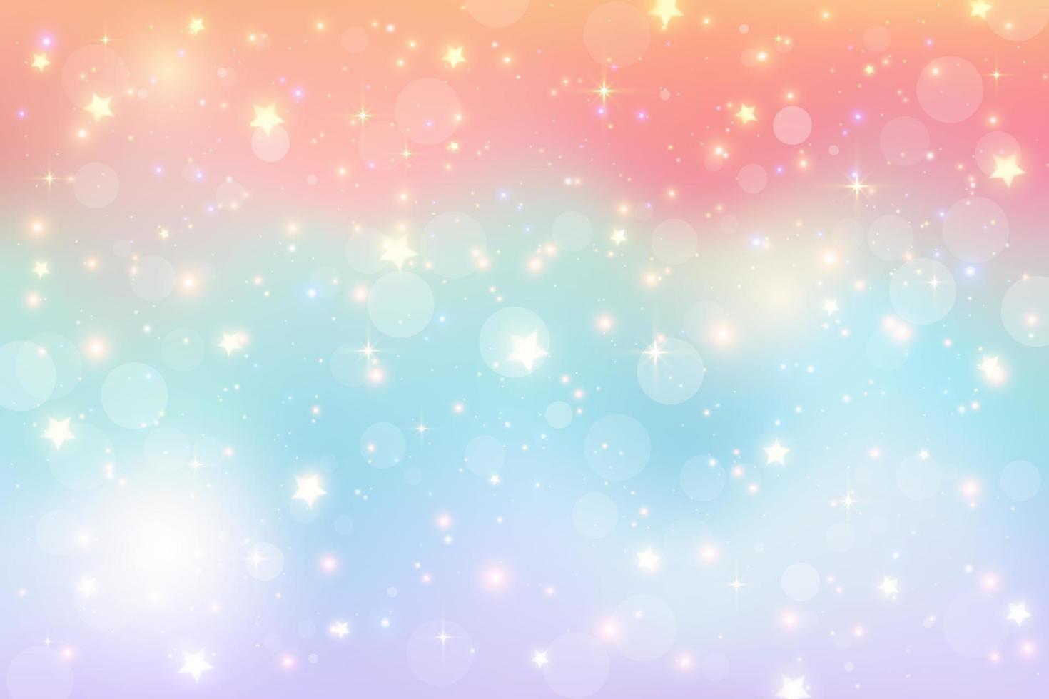 Fantasieaquarellillustration mit Regenbogenpastellhimmel mit Sternen. abstrakter einhorn kosmischer hintergrund. Cartoon Girlie-Vektor-Illustration vektor