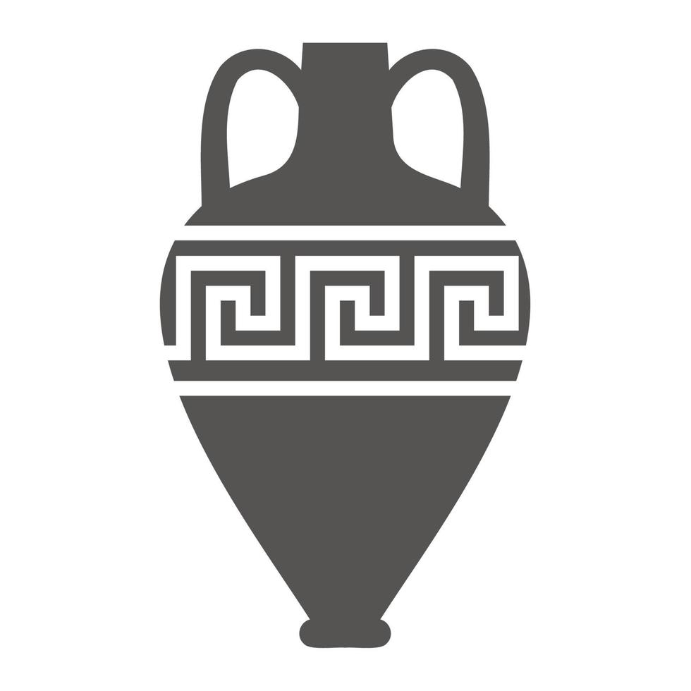 griechische Amphore und Kanne mit Mäandermuster. antike Vasensilhouette-Glyphenillustration. Ton Keramik Steingut. Vektor. vektor