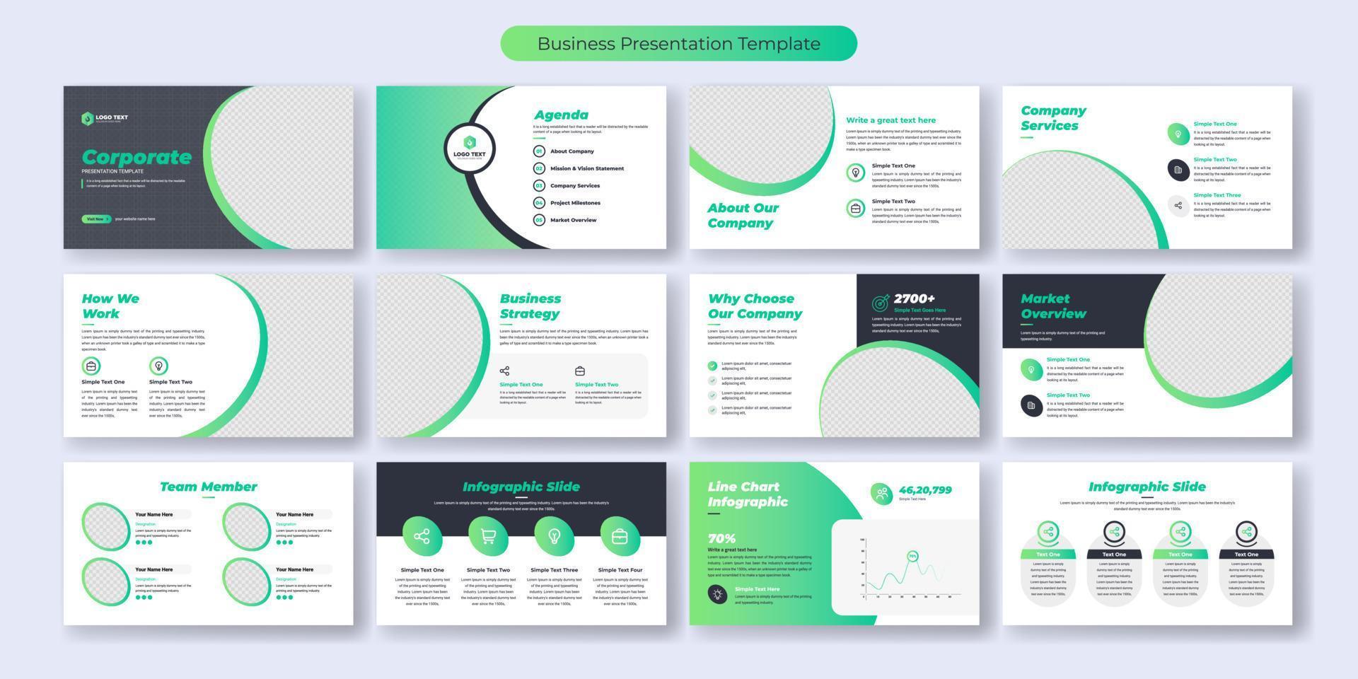 Design-Set für kreative Business-Präsentationsfolienvorlagen vektor