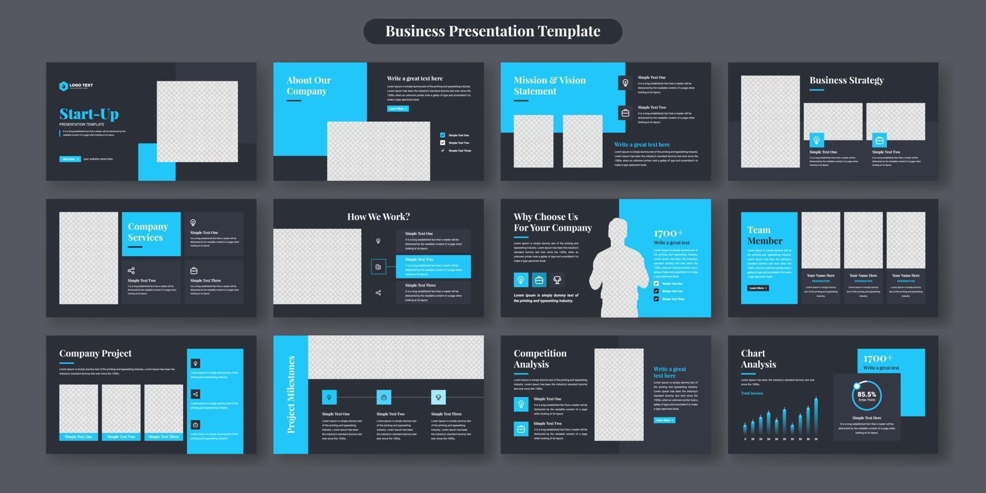 Design-Set für kreative Business-Präsentationsfolienvorlagen vektor